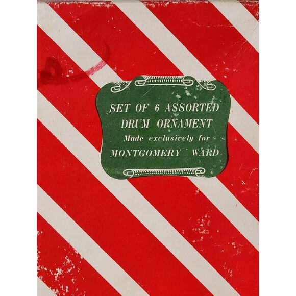 Montgomery Ward Set Of 6 Assorted Drum Ornaments - Christmas Tree Vintage 1950s - Picture 4 of 10